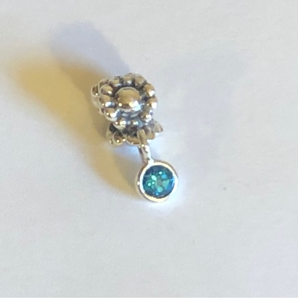 Retired Authentic Pandora Paraiba Dew Drop Topaz Charm Dangle - Picture 2 of 6